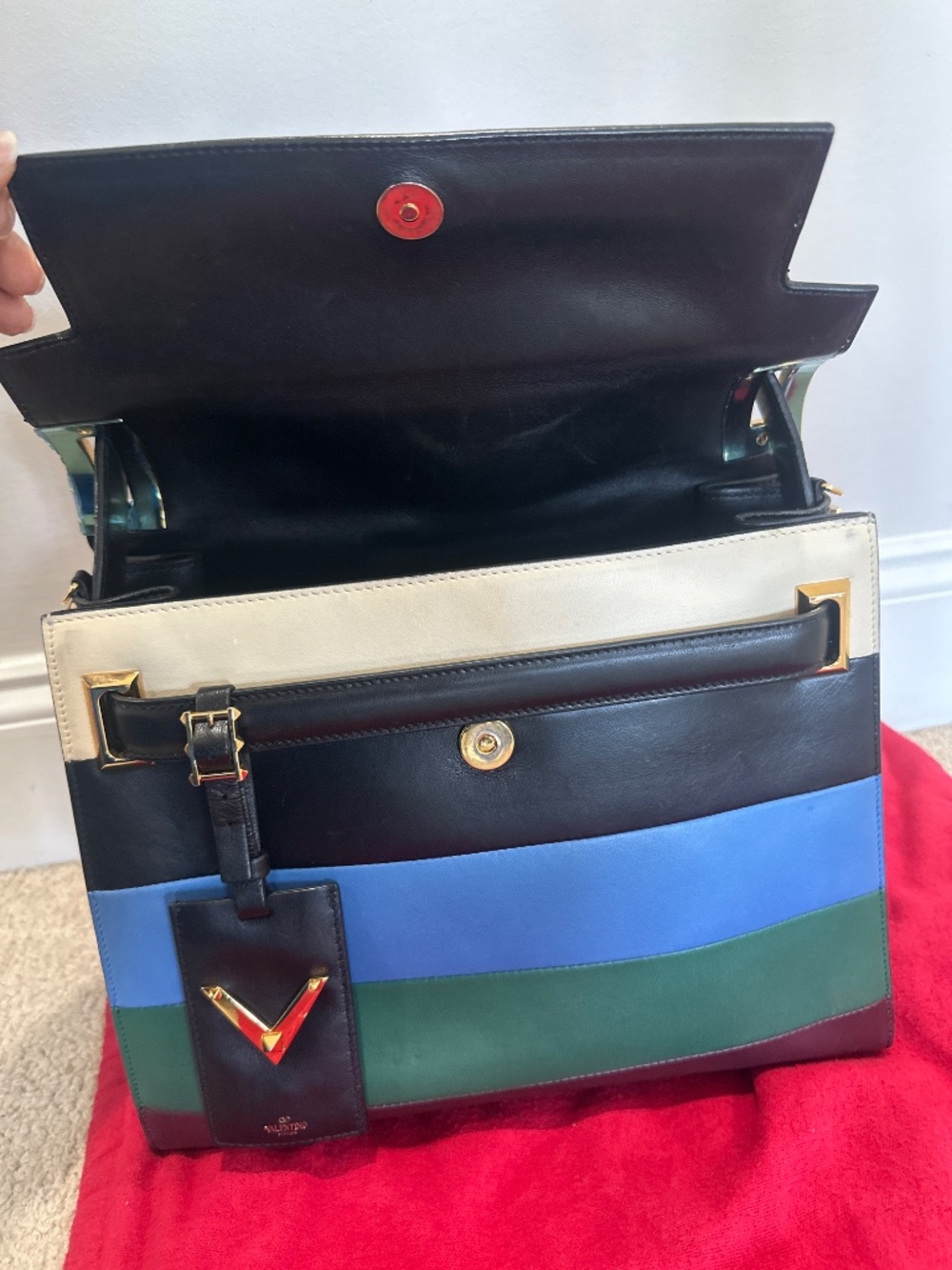 Valentino My Rockstud striped flap satchel bag - Picture 4 of 5